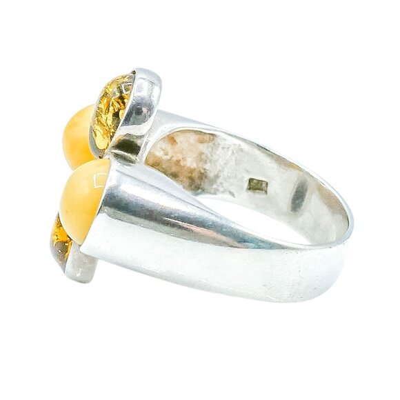 Baltic & Butterscotch Amber Sterling Silver Statement Ring Size 9 - Picture 4 of 6